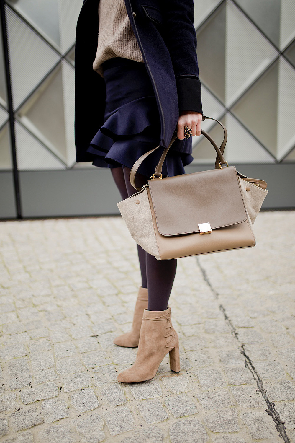 light boots aldo _ peplum skirt _ cashmere pullover _ celine bag3 - The Golden Bun