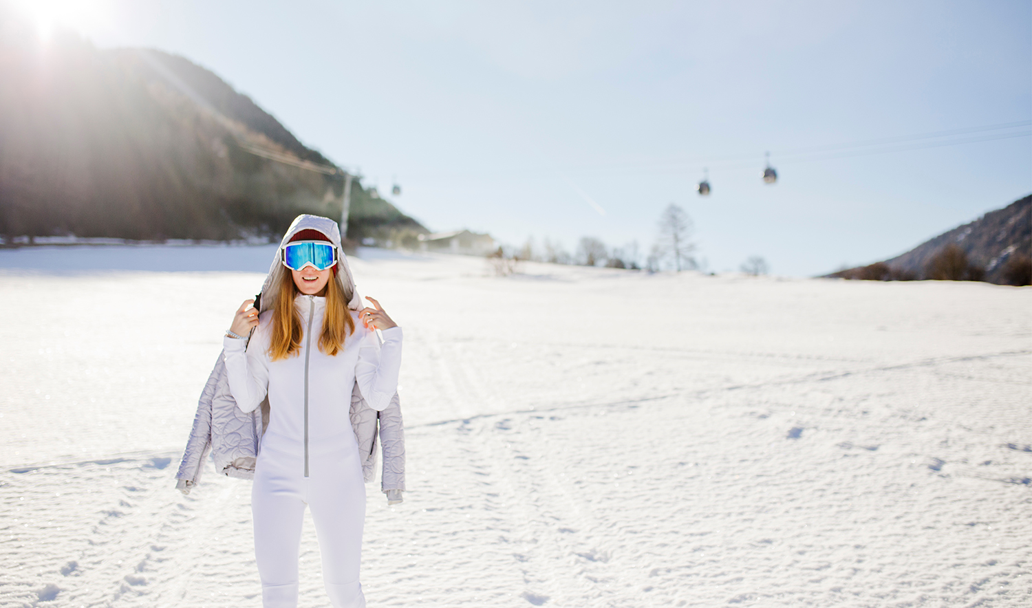 white ski outfit
